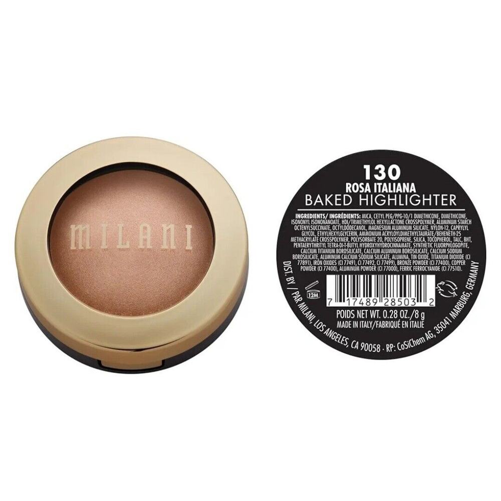 Milani Baked Highlighter 130 Rosa Italiana Rose Gold Shimmer 0.28oz New